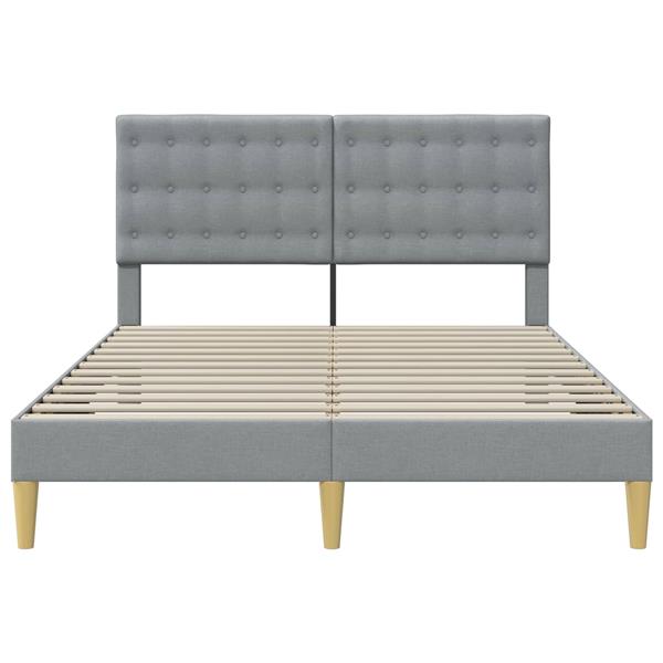 Grote foto vidaxl bedframe met hoofdeinde lichtgrijs 160 x 200 cm stof antiek en kunst stoelen en banken
