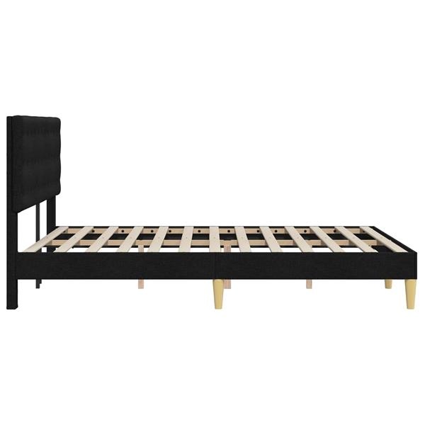 Grote foto vidaxl bedframe met hoofdeinde zwart 140 x 200 cm stof antiek en kunst stoelen en banken