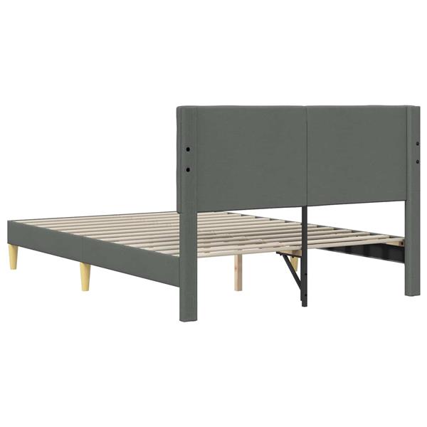 Grote foto vidaxl bedframe met hoofdeinde donkergrijs 140 x 200 cm stof antiek en kunst stoelen en banken