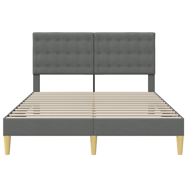Grote foto vidaxl bedframe met hoofdeinde donkergrijs 140 x 190 cm stof antiek en kunst stoelen en banken