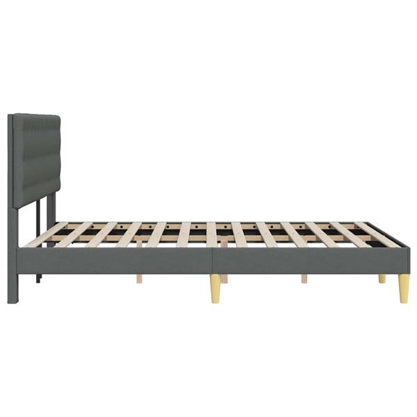 Grote foto vidaxl bedframe met hoofdeinde donkergrijs 120 x 190 cm stof antiek en kunst stoelen en banken