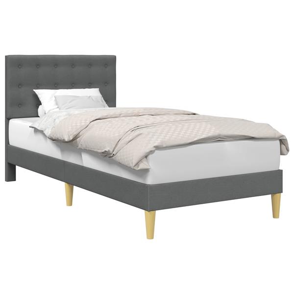 Grote foto vidaxl bedframe met hoofdeinde donkergrijs 100 x 200 cm stof antiek en kunst stoelen en banken