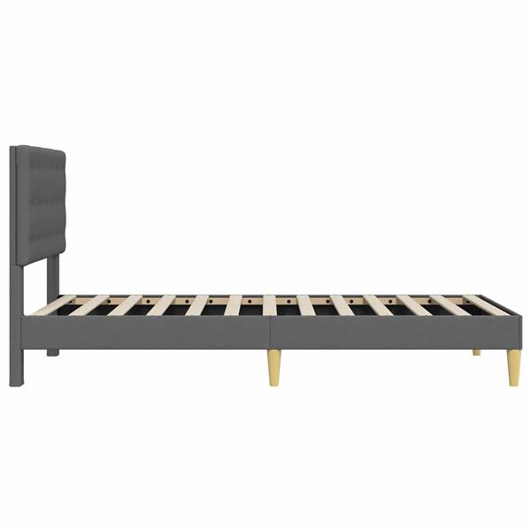 Grote foto vidaxl bedframe met hoofdeinde donkergrijs 100 x 200 cm stof antiek en kunst stoelen en banken
