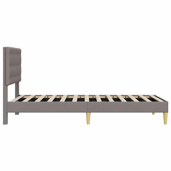 Grote foto vidaxl bedframe met hoofdeinde taupe 90 x 200 cm stof antiek en kunst stoelen en banken