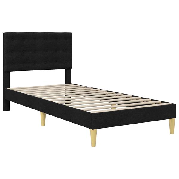 Grote foto vidaxl bedframe met hoofdeinde zwart 90 x 200 cm stof antiek en kunst stoelen en banken