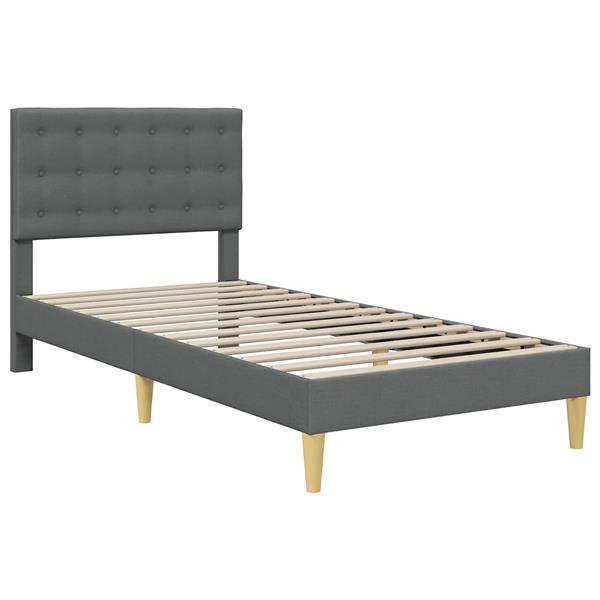 Grote foto vidaxl bedframe met hoofdeinde donkergrijs 90 x 200 cm stof antiek en kunst stoelen en banken