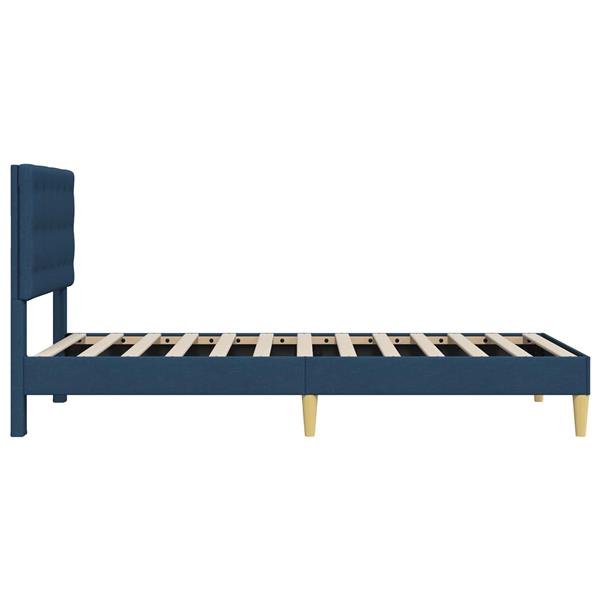 Grote foto vidaxl bedframe met hoofdeinde blauw 90 x 190 cm stof antiek en kunst stoelen en banken