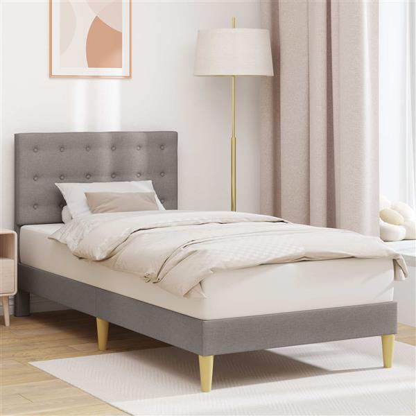 Grote foto vidaxl bedframe met hoofdeinde taupe 90 x 190 cm stof antiek en kunst stoelen en banken