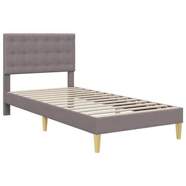 Grote foto vidaxl bedframe met hoofdeinde taupe 90 x 190 cm stof antiek en kunst stoelen en banken