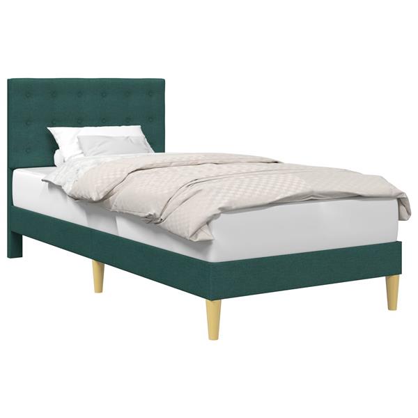 Grote foto vidaxl bedframe met hoofdeinde donkergroen 90 x 190 cm stof antiek en kunst stoelen en banken