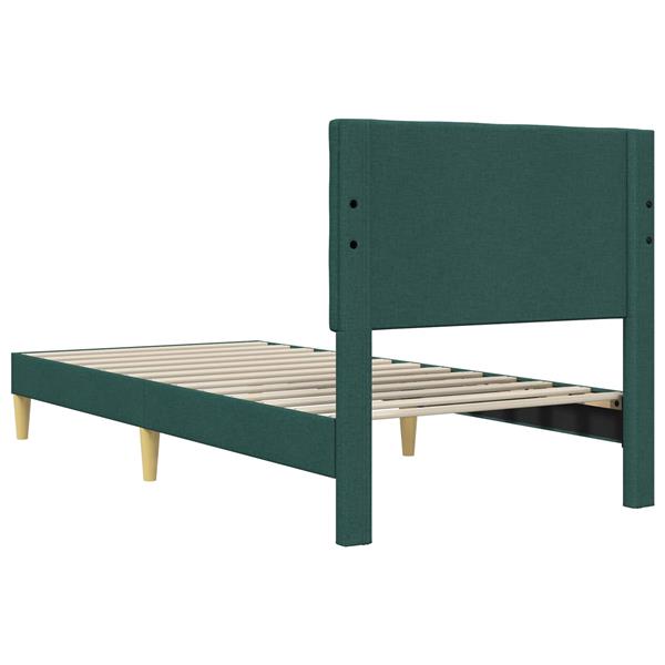 Grote foto vidaxl bedframe met hoofdeinde donkergroen 80 x 200 cm stof antiek en kunst stoelen en banken