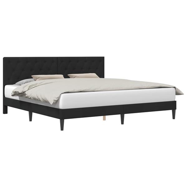 Grote foto vidaxl bedframe met hoofdeinde zwart 200 x 200 cm fluweel antiek en kunst stoelen en banken