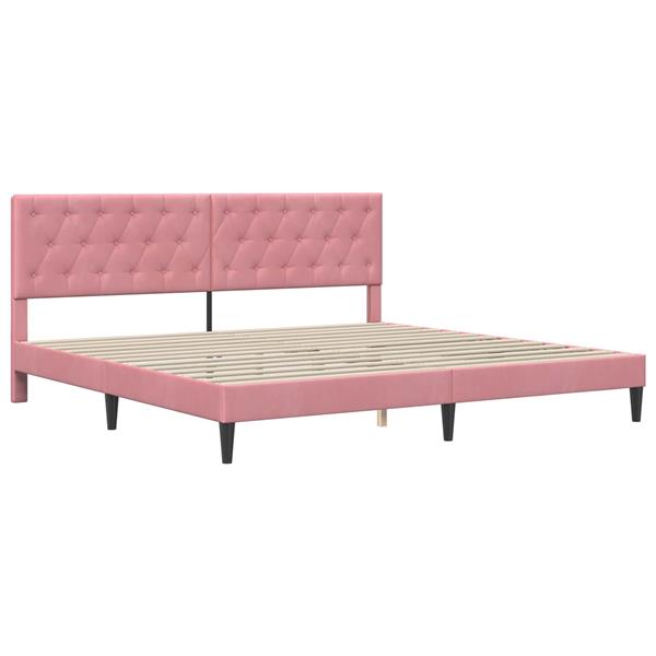 Grote foto vidaxl bedframe met hoofdeinde roze 200 x 200 cm fluweel antiek en kunst stoelen en banken