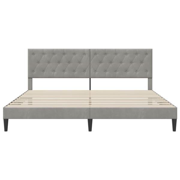 Grote foto vidaxl bedframe met hoofdeinde lichtgrijs 200 x 200 cm fluweel antiek en kunst stoelen en banken