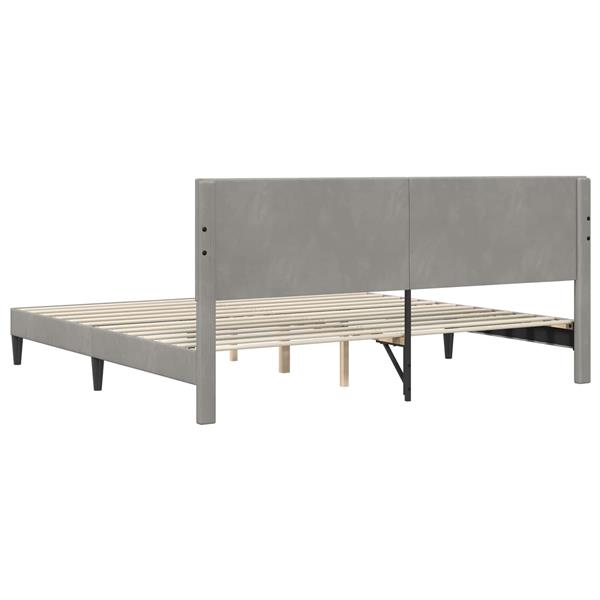 Grote foto vidaxl bedframe met hoofdeinde lichtgrijs 200 x 200 cm fluweel antiek en kunst stoelen en banken