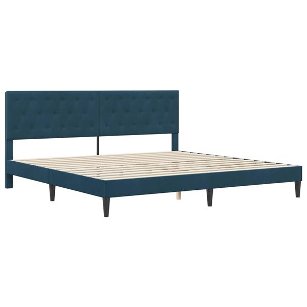 Grote foto vidaxl bedframe met hoofdeinde blauw 180 x 200 cm fluweel antiek en kunst stoelen en banken