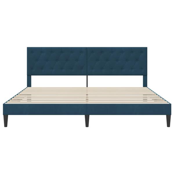 Grote foto vidaxl bedframe met hoofdeinde blauw 180 x 200 cm fluweel antiek en kunst stoelen en banken