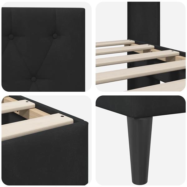 Grote foto vidaxl bedframe met hoofdeinde zwart 180 x 200 cm fluweel antiek en kunst stoelen en banken
