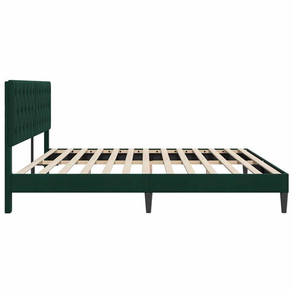 Grote foto vidaxl bedframe met hoofdeinde donkergroen 180 x 200 cm fluweel antiek en kunst stoelen en banken