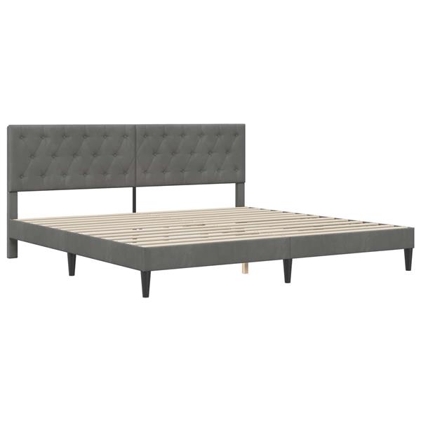 Grote foto vidaxl bedframe met hoofdeinde donkergrijs 180 x 200 cm fluweel antiek en kunst stoelen en banken