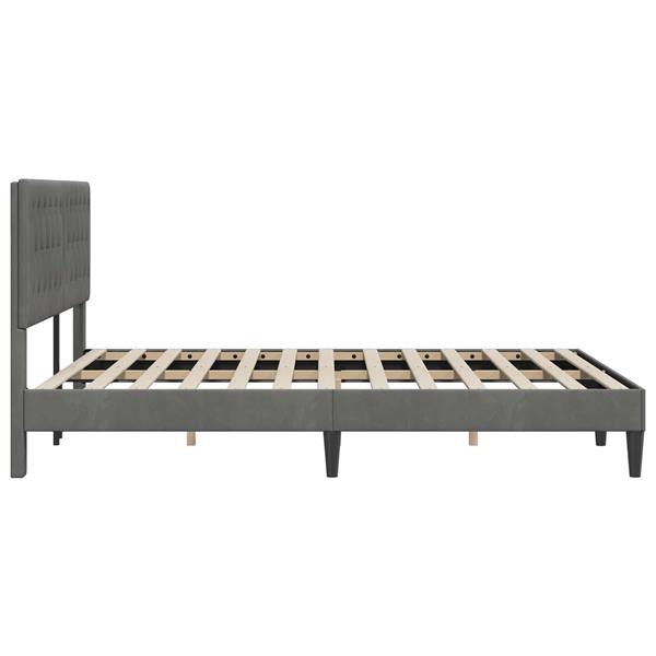 Grote foto vidaxl bedframe met hoofdeinde donkergrijs 160 x 200 cm fluweel antiek en kunst stoelen en banken