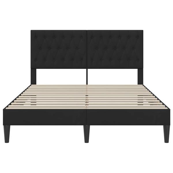Grote foto vidaxl bedframe met hoofdeinde zwart 140 x 200 cm fluweel antiek en kunst stoelen en banken
