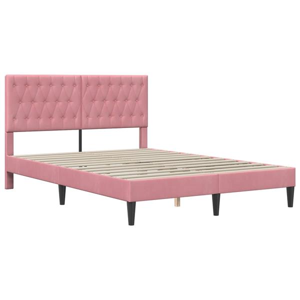 Grote foto vidaxl bedframe met hoofdeinde roze 140 x 200 cm fluweel antiek en kunst stoelen en banken