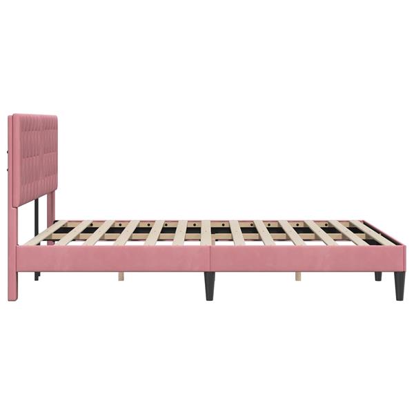 Grote foto vidaxl bedframe met hoofdeinde roze 140 x 200 cm fluweel antiek en kunst stoelen en banken