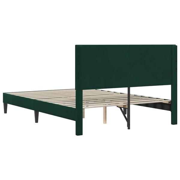 Grote foto vidaxl bedframe met hoofdeinde donkergroen 140 x 200 cm fluweel antiek en kunst stoelen en banken