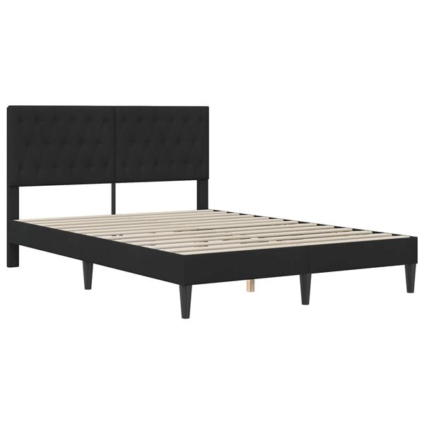 Grote foto vidaxl bedframe met hoofdeinde zwart 140 x 190 cm fluweel antiek en kunst stoelen en banken