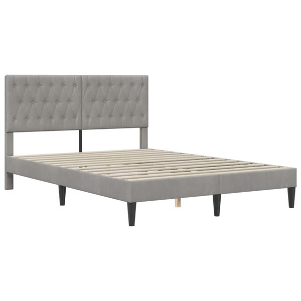 Grote foto vidaxl bedframe met hoofdeinde lichtgrijs 140 x 190 cm fluweel antiek en kunst stoelen en banken
