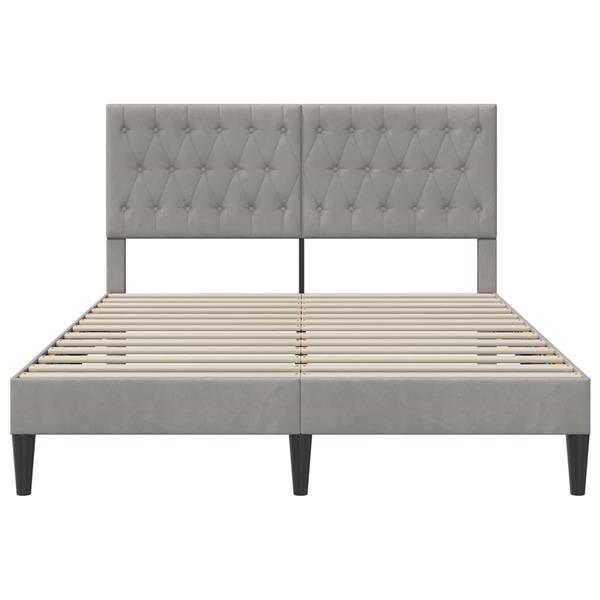Grote foto vidaxl bedframe met hoofdeinde lichtgrijs 140 x 190 cm fluweel antiek en kunst stoelen en banken