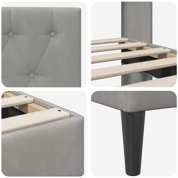 Grote foto vidaxl bedframe met hoofdeinde lichtgrijs 140 x 190 cm fluweel antiek en kunst stoelen en banken