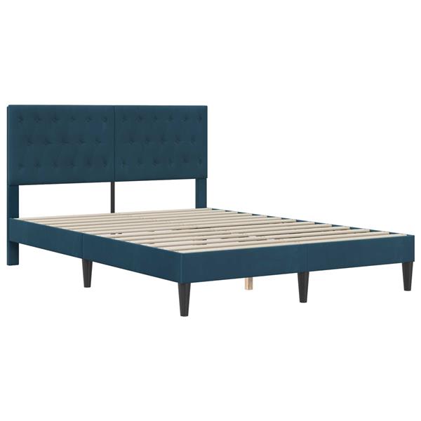Grote foto vidaxl bedframe met hoofdeinde blauw 120 x 200 cm fluweel antiek en kunst stoelen en banken