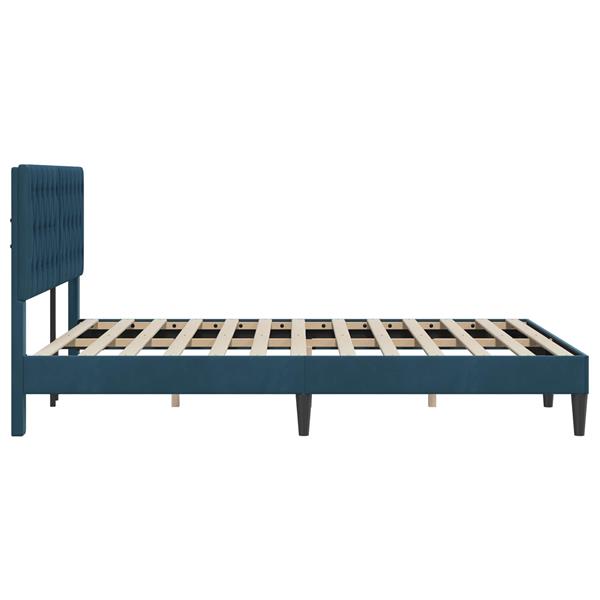 Grote foto vidaxl bedframe met hoofdeinde blauw 120 x 200 cm fluweel antiek en kunst stoelen en banken