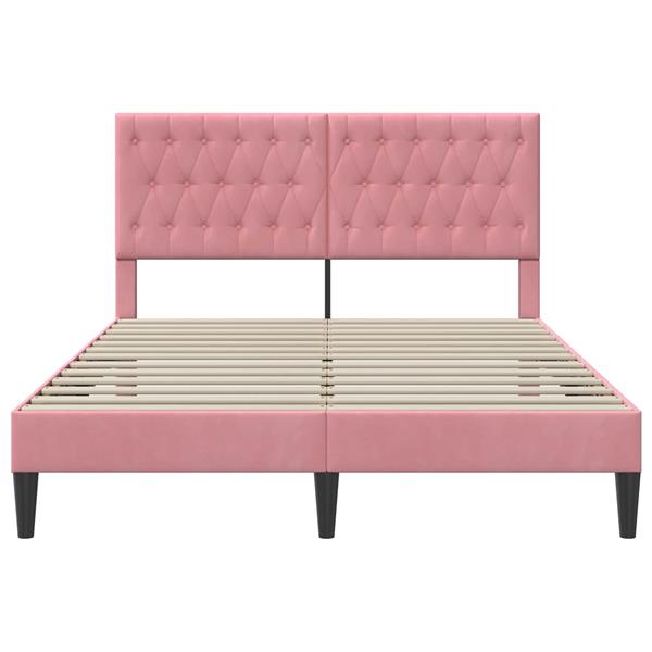 Grote foto vidaxl bedframe met hoofdeinde roze 120 x 200 cm fluweel antiek en kunst stoelen en banken