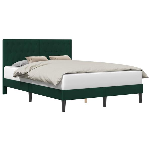 Grote foto vidaxl bedframe met hoofdeinde donkergroen 120 x 200 cm fluweel antiek en kunst stoelen en banken