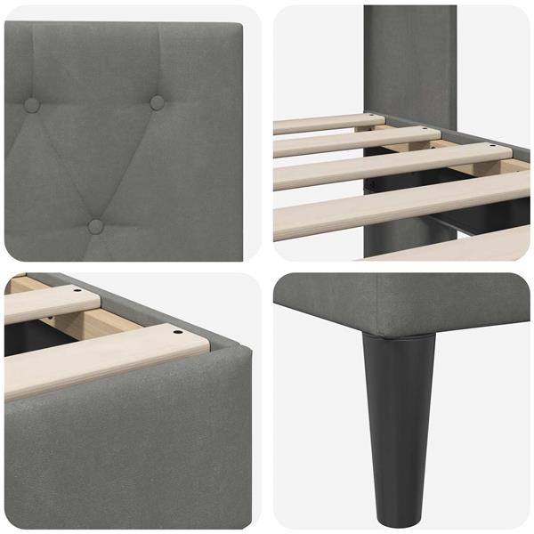 Grote foto vidaxl bedframe met hoofdeinde donkergrijs 120 x 200 cm fluweel antiek en kunst stoelen en banken