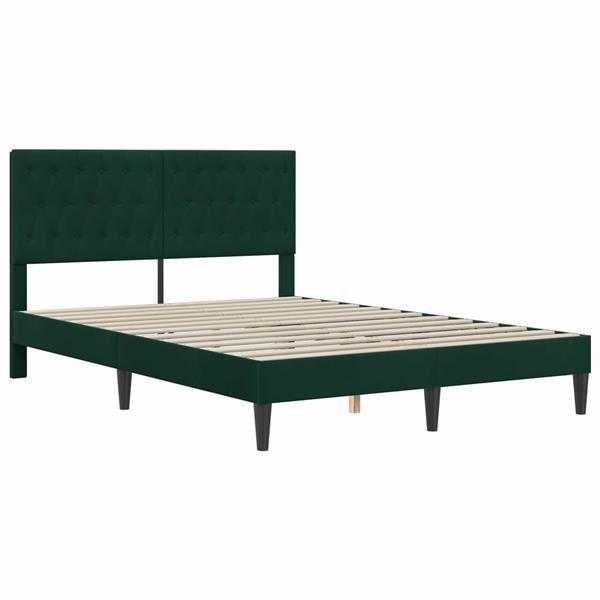 Grote foto vidaxl bedframe met hoofdeinde donkergroen 120 x 190 cm fluweel antiek en kunst stoelen en banken