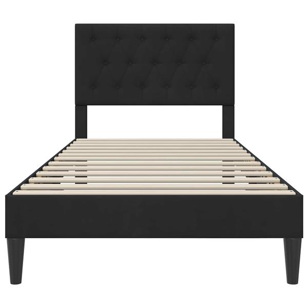 Grote foto vidaxl bedframe met hoofdeinde zwart 90 x 200 cm fluweel antiek en kunst stoelen en banken