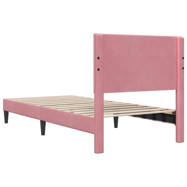 Grote foto vidaxl bedframe met hoofdeinde roze 90 x 200 cm fluweel antiek en kunst stoelen en banken