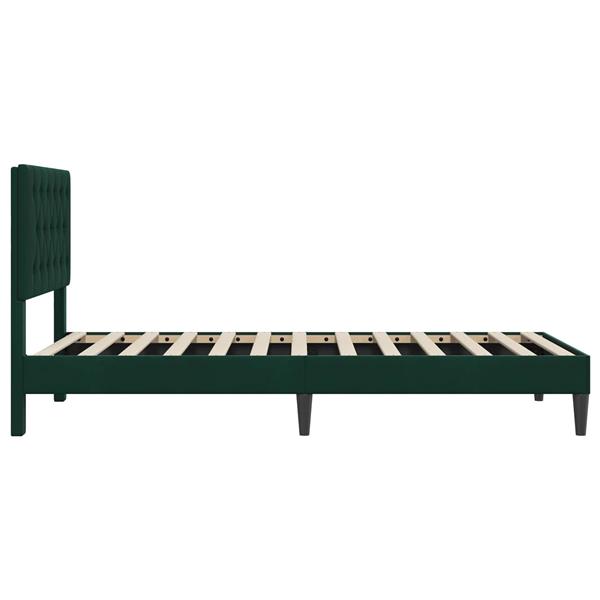 Grote foto vidaxl bedframe met hoofdeinde donkergroen 90 x 200 cm fluweel antiek en kunst stoelen en banken