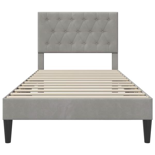 Grote foto vidaxl bedframe met hoofdeinde lichtgrijs 90 x 200 cm fluweel antiek en kunst stoelen en banken