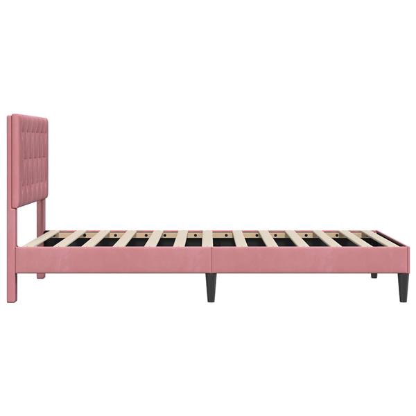 Grote foto vidaxl bedframe met hoofdeinde roze 90 x 190 cm fluweel antiek en kunst stoelen en banken