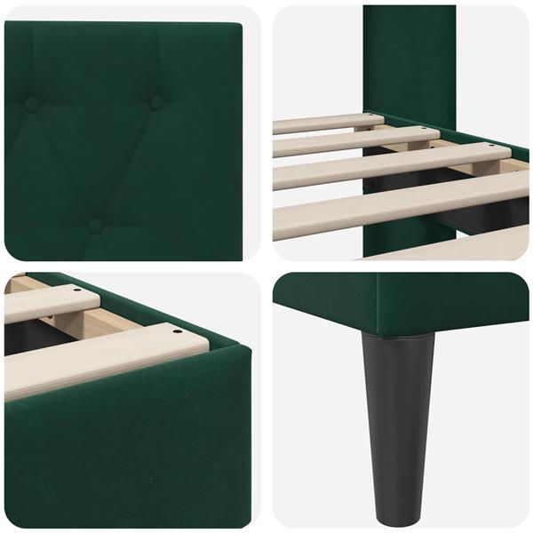 Grote foto vidaxl bedframe met hoofdeinde donkergroen 90 x 190 cm fluweel antiek en kunst stoelen en banken