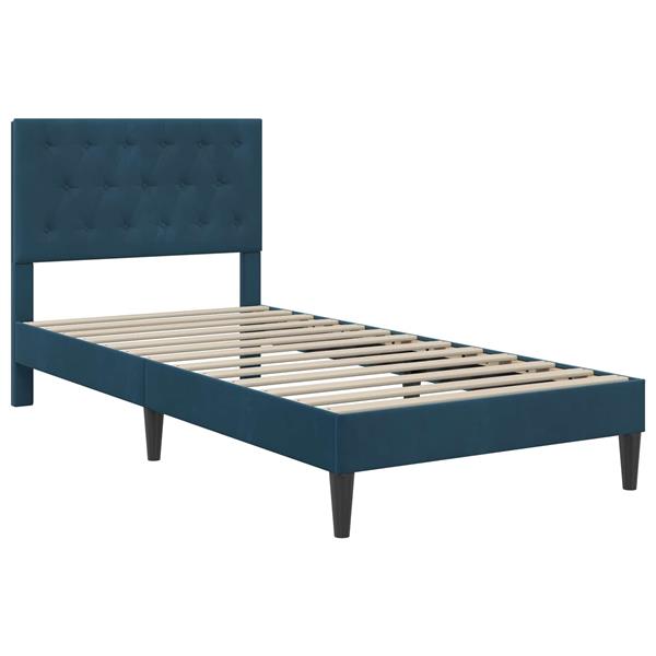 Grote foto vidaxl bedframe met hoofdeinde blauw 80 x 200 cm fluweel antiek en kunst stoelen en banken