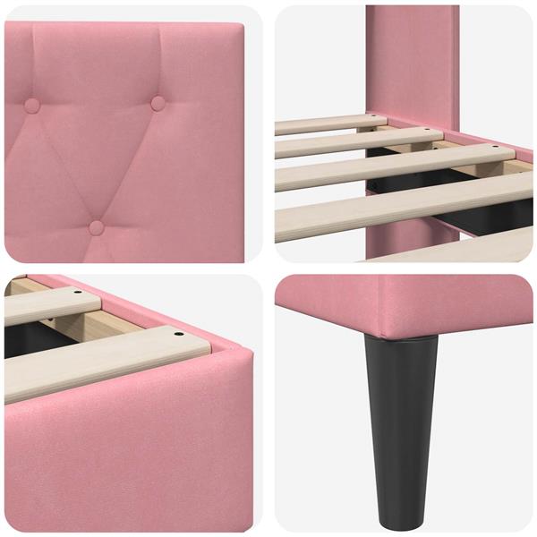 Grote foto vidaxl bedframe met hoofdeinde roze 80 x 200 cm fluweel antiek en kunst stoelen en banken