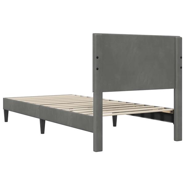 Grote foto vidaxl bedframe met hoofdeinde donkergrijs 80 x 200 cm fluweel antiek en kunst stoelen en banken