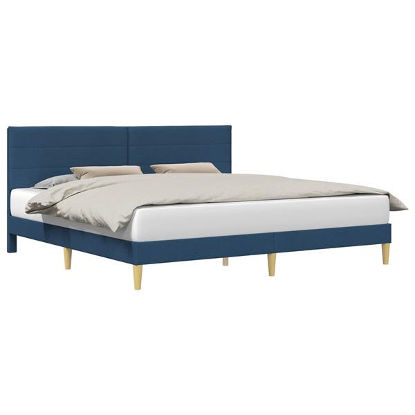 Grote foto vidaxl bedframe met hoofdeinde blauw 200 x 200 cm stof antiek en kunst stoelen en banken