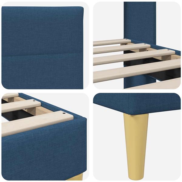 Grote foto vidaxl bedframe met hoofdeinde blauw 200 x 200 cm stof antiek en kunst stoelen en banken
